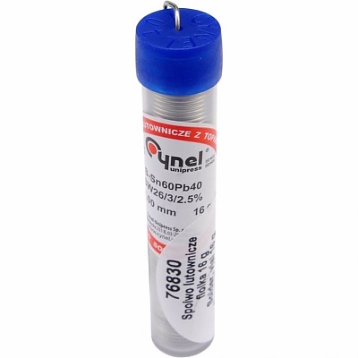 Припой - Тинол, Sn60/Pb40, CYNEL, Ф 1.0 мм, дължина 3 м, 16 гр