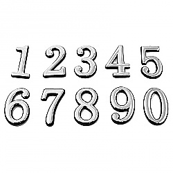 Цифра PVC от 0 до 9 с лепило, хром