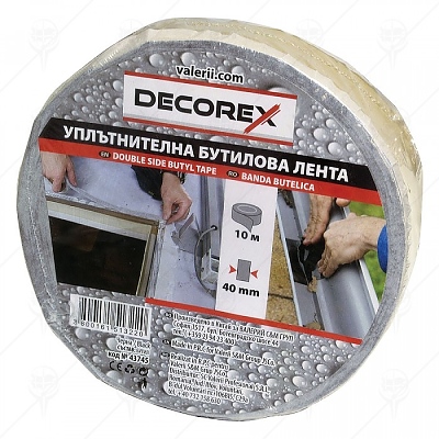 Лента бутилова двустранно лепяща черна DECOREX  1мм. х 40мм. х 10м.
