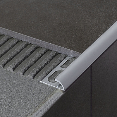 Профил за фаянс завършващ - 12 мм.2,7 м. сив мат външен