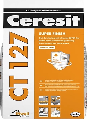 CERESIT CT 127 фина циментова шпакловка за стени и тавани на закрито,сатен 5 кг.