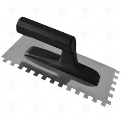 Маламашка неръждама 12x26 см със зъби 10x10мм с отворена дръжка PVC PREMIUM