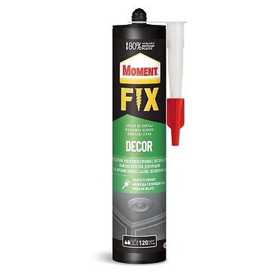 Mонтажно лепило без разтворители, бяло, 380 гр MOMENT FIX DECOR 