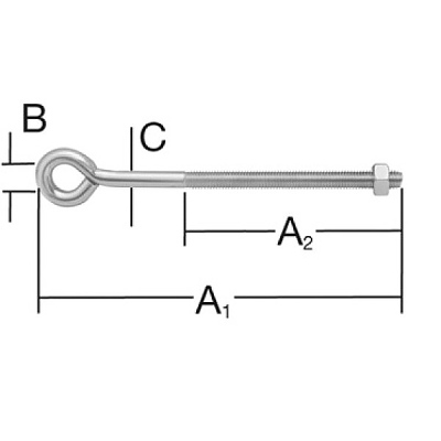 Болт с ухо и гайка 100х6мм 2бр.