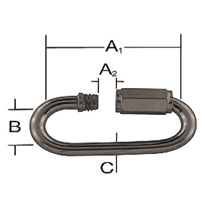 Карабина овал 4мм неръждаема стомана с предпазна гайка 31.5/5.5x11.5
