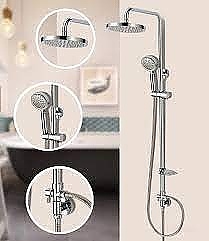 Тръбно окачване телескопично със стационарен подвижен душ и шлаух 8856NEW