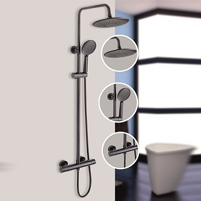 Тръбно окачване телескопично + смесител с термостат  БЛЕЙК 6221В