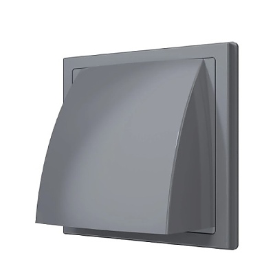 Изходна стенна клапа 212х212 с фланец ф125,ASA plastic,сива 1515K12.5FV grey