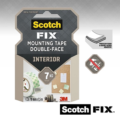 3M Scotch® FIX интериорна двойнолепяща монтажна лента 19mm x 1.5m