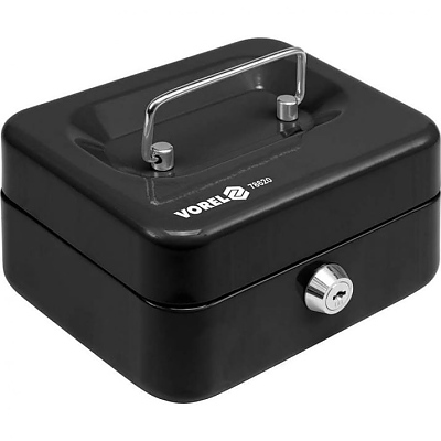 Каса за пари и ценности с ключ VOREL, черна, 150 х 120 х 80 мм