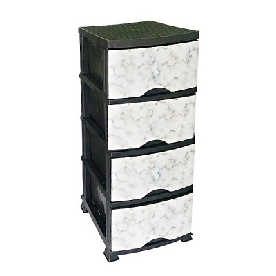 Шкаф ратан с декор бял мрамор