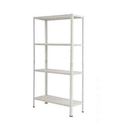 Стелаж метален базик 4 рафта х 50кг. бял 1450/750/300 /3511403