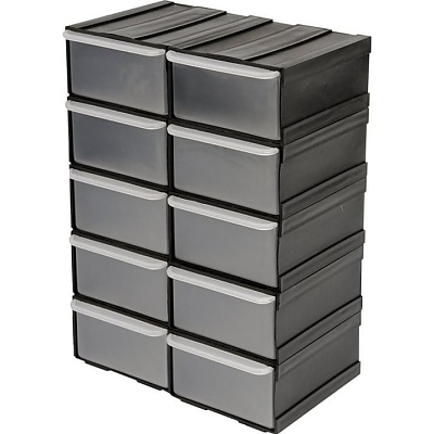 Комплект пластмасови кутии с чекмеджета VOREL, 10 броя, 225 х 155 х 100 мм