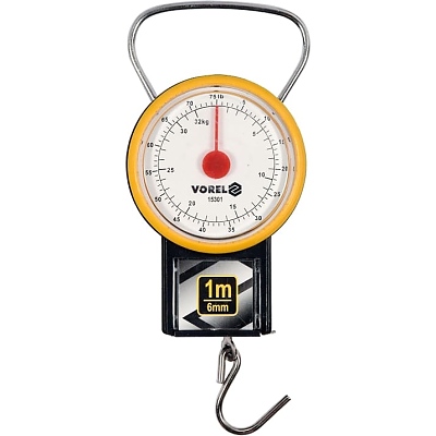 Ръчен пружинен кантар VOREL, с кука и рoлетка, 32 кг