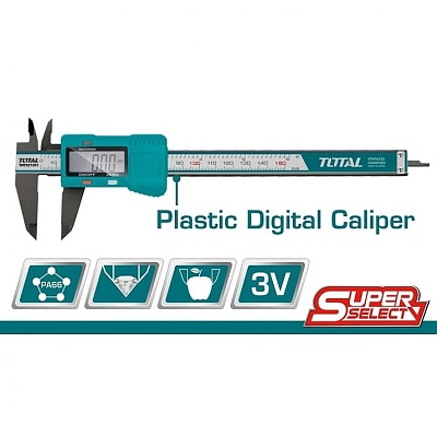 Дигитален пластмасов шублер TOTAL, 150 мм