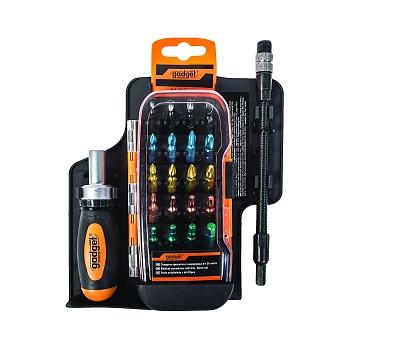 Отвертка-тресчотка с цветни накрйници к-т 26 части GD/225208