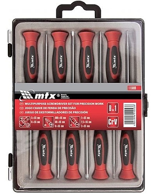Комплект отвертки за фина механика, универсален, 8бр , 115889, MTX