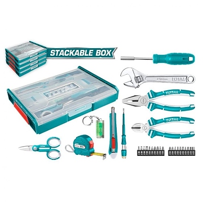 Комплект инструменти в кутия - органайзер TOTAL, 29 части