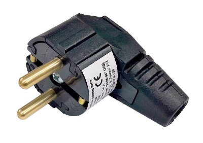 Щепсел - Т гумен 16A черен,ъглов,1326,АТРА