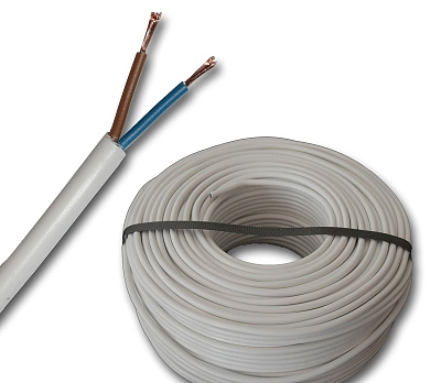 Кабел H05VV-F/ШВПС 2Х1  бял 300/500V