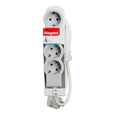 Разклонител 4 гнезда 5 м бял LEGRAND
