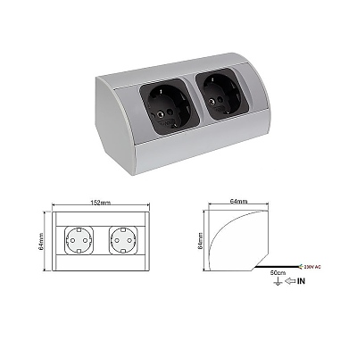 Външен ъглов контакт + 2 бр. шуко - CORNER