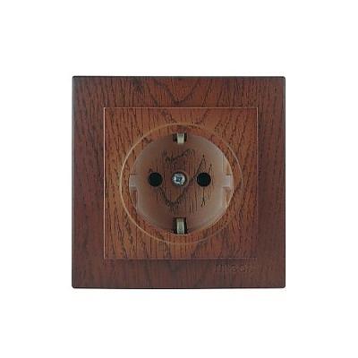 Контакт електрически шуко единичен Nilson Touran, цвят Орех Нилсон