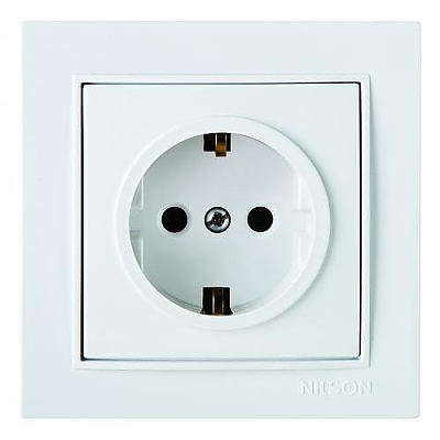  Контакт електрически шуко единичен цвят бял Nilson Thor Нилсон
