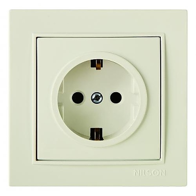Контакт електрически шуко единичен цвят крем Nilson Thor, Нилсон