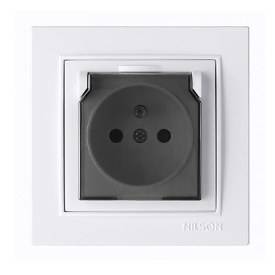 Контакт шуко с капак, единичен Бял Nilson Thor Нилсон
