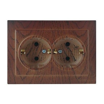 Контакт електрически шуко двоен Nilson Touran, цвят Орех Нилсон