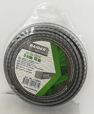 Корда за моторна коса, квадратна, усилена, Platin-silver 3.0мм. 12м. RAIDER 110291