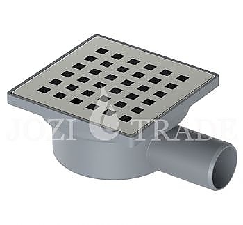 Сифон рогов с клапа пластмасов корпус неръждаема решетка квадратна Ф32 /1081