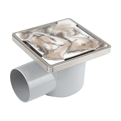 Сифон с клапа рогов Ф50 мрамор лукс 9001