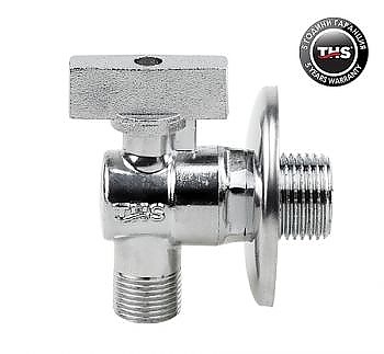 Cферичен кран ъглов полиран с розетка месинг с метална ръкохватка 1/2