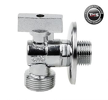 Cферичен кран ъглов полиран с розетка месинг с метална ръкохватка 1/2