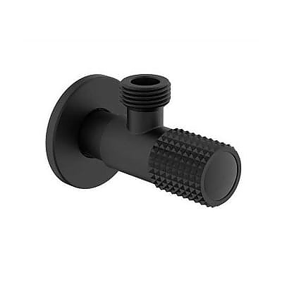 Ъглов кран  PIMP BLACK/CHROME с керамичен затварящ м-м и розетка 100645