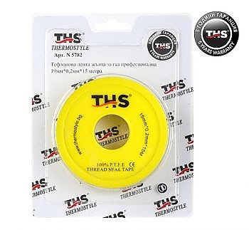 Тефлонова лента за газ професионална 19мм х 0,2мм х 15м THS THERMOSTYLE