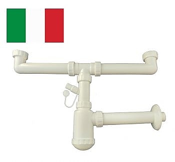 Сифон за двойна мивка с извод за пералня 1 1/2