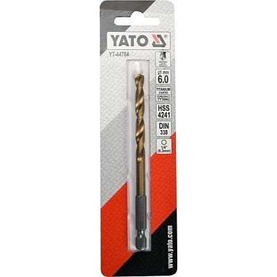 Свредло за метал DIN 338 YATO, HEX, HSS-Tin, Ф 6.0